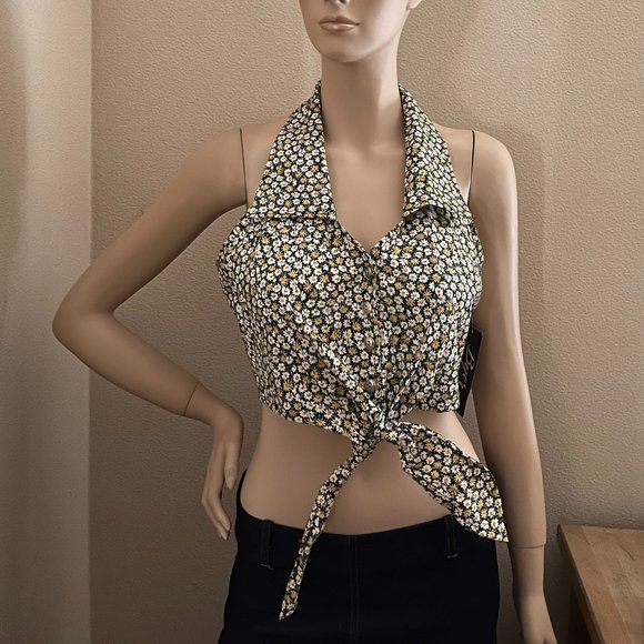 NWT Byer Junior 90’s Daisy Halter Tank Top Medium - Picture 1 of 6
